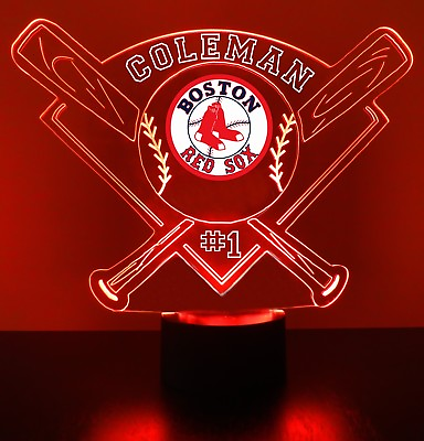 #ad Boston Red Sox Night Light Personalized FREE MLB Baseball LED Sports Fan Lamp