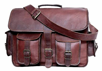Men#x27;s Vintage Leather Shoulder Messenger School Satchel Briefcase Laptop Bag New $57.51