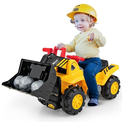 #ad 6V Electric Bulldozer Tractor Gift Kids Toy Digger Excavator Adjustable Bucket