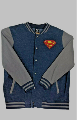 #ad Superman Embroidered DC Comics Men#x27;s Size 2XL Varsity Jacket Sweatshirt NWT