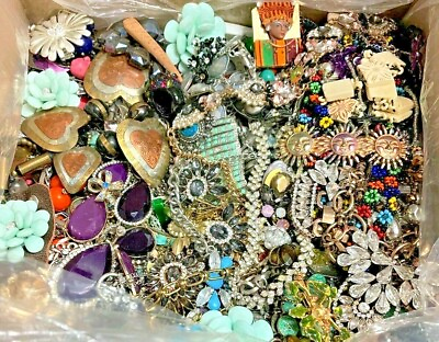 #ad Unsorted Jewelry Vintage Modern Huge Lot Junk Craft Box FULL 3 POUNDS Piece Part