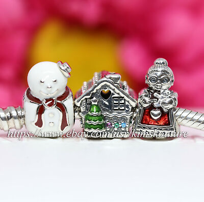 #ad PANDORA Gift Set 3 Xmas Charms Happy Snowman 791406ENMX 798471C01 792005EN07