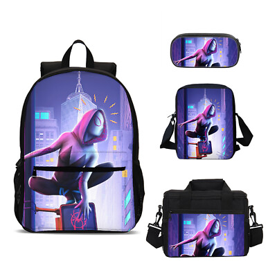 #ad Gwen 4PCS Kids Backpack Set Schoolbag Lunch Box Crossbody Bag Pencil Case Gift#2