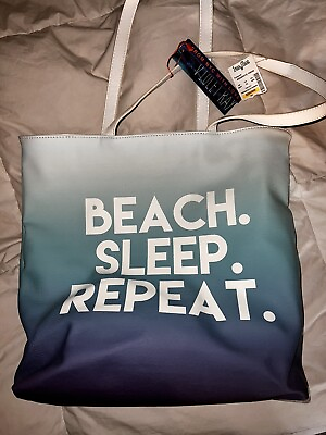 #ad Beach. Sleep. Repeat. Brand New Styish Turqoise Over the Shoulder Beach Tote Bag