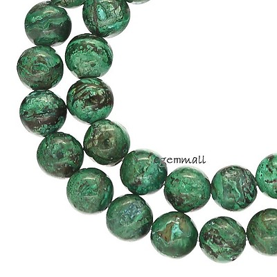 #ad 15.75quot; Natural Green Chrysocolla Round Beads 6mm Grade A #85112