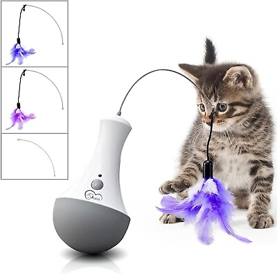 #ad Cat Interactive Toys Funny Feather Kitten Teaser Indoor Play Automatic Toy Gift