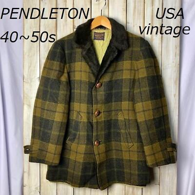 #ad Pendleton #105 Usa Old Clothes 40S 50S Check Coat
