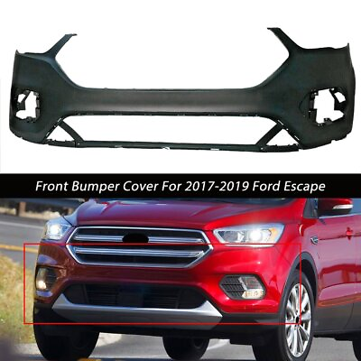 #ad Front Bumper Cover For 2017 2019 Ford Escape Primed Plastic Black Style