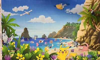 #ad #ad New Licensed Pokémon amp; Friends At The Beach Fabric Panel By Robert Kaufman