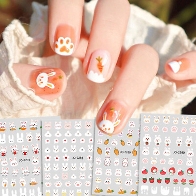 #ad Rabbit Flower Manicure Gift Nail Art Cute Girl Pink Bunny Animal Ribbon Sticker