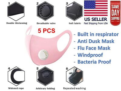 #ad Respirator Filter Pink Face Fashion Mask Washable Reusable Unisex Adult 3D MASK