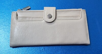 #ad Beige Clutch Wallet Zippered Pocket Loads of Pockets amp; Credit Card Slots 8x4