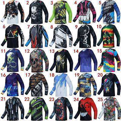 #ad Men#x27;s MTB Jersey Long Sleeve Downhill Dirt Bike Motocross DH MX ATV Jersey Shirt