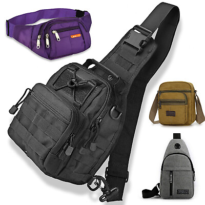 Outdoor Tactical Sling Bag Military MOLLE Crossbody Pack Chest Shoulder Backpack $13.99