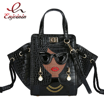Lady Face Shoulder Bags Funky Top Handle Satchel Handbags Clutch Purse Bat Bag $41.06