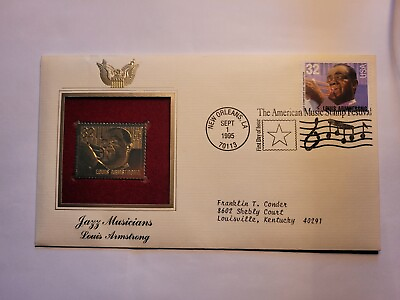 #ad 1995 Jazz Musicians Louis Armstrong Golden Replicas Of United States Stamps 22k