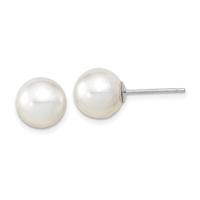 #ad 9.5mm 14K White Gold 9 10mm White Cultured Saltwater South Sea Pearl Earrings