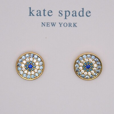 #ad Kate Spade Cute Multicolor CZ stud Sunflower Earrings Blue Green cut crystals