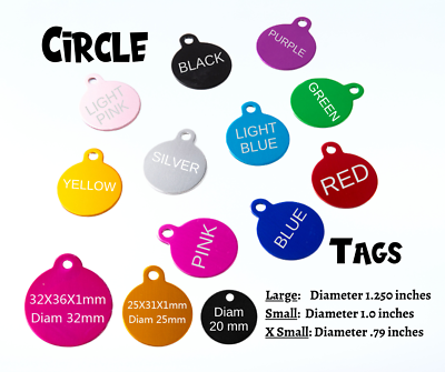 #ad LASER ENGRAVED PERSONALIZED CIRCLE PET TAG ID DOG CAT NAME TAGS DOUBLE SIDE