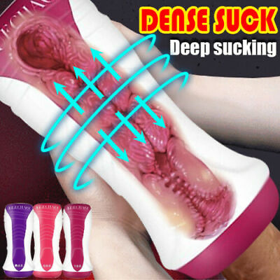 #ad Male DEEP Sucking Masturbaters Pocket Pussy Stroker Cup Sex Adult Toy For Men