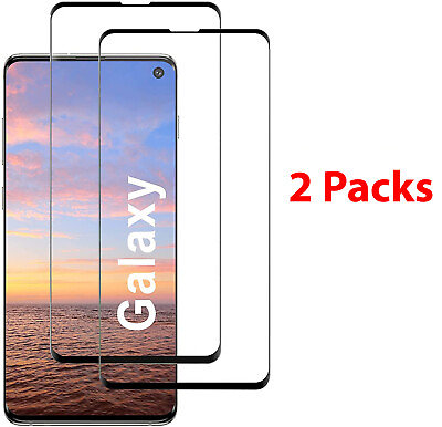 #ad 2X Full Cover Tempered Glass Screen Protector For Samsung Galaxy S10e S10 Plus