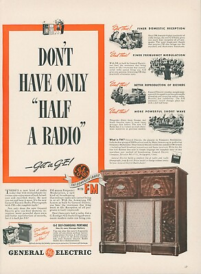 #ad 1941 General Electric Radio Self Charing Portable Santa Gift Package Ad L39