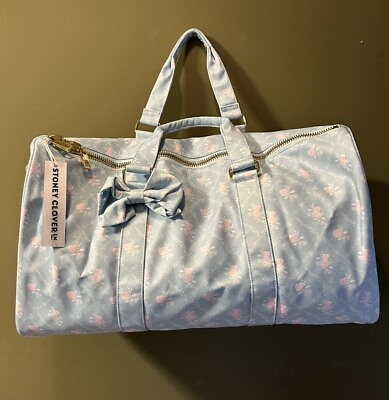 #ad Stoney Clover Lane Ruffle Duffle Bag High Tea Printed Earl Grey Blue Pink NWT