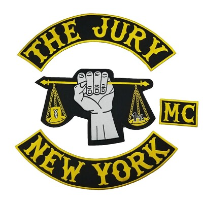 #ad The Jury New York MC Motorcycle Club Full Set Embroidery Iron on Patches Biker
