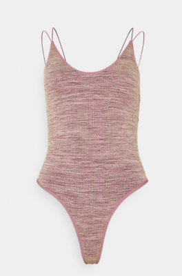 #ad Urban Outfitters Spaghetti Back Strappy Ribbed Bodysuit Purple L UK 12 NEW