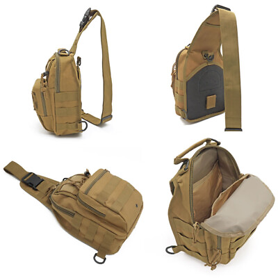 #ad Tactical Mens Backpack Outdoor Hiking Molle Sling Chest Pack Shoulder Bag Travel