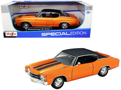 #ad 1971 Chevrolet Chevelle SS 454 Sport Orange Metallic w Black Top Black Stripes 1