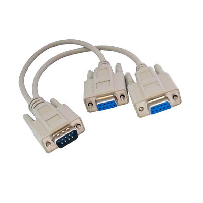 #ad 1FT DB9 Y Splitter Cable Video Adapter Male to 2x Female PC 9Pin D Sub RS232 12quot;