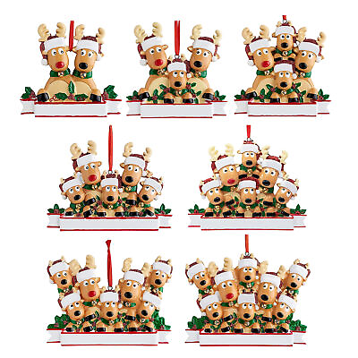 #ad Christmas Holiday Reindeer Ornament DIY Name Family of 2345678
