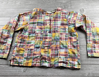 #ad Orvis Size 16 Blouse Button Up Shirt Rainbow Plaid cute womens blouse top