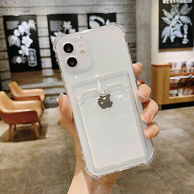 Shockproof Wallet Card Holder Clear Case For iPhone 13 Pro Max 11 12 XS XR 8 7 $6.91