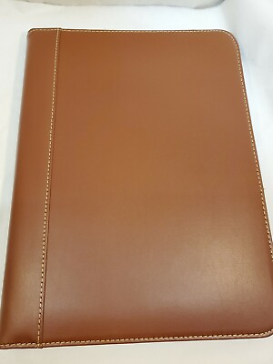 #ad Samsill 71716 Contrast Stitch Leather Padfolio 8 1 2 X 11 Leather Tan
