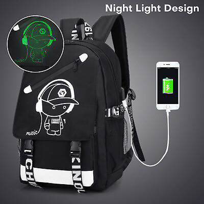 Boys Backpack School Bag Girls Travel Luminous Bookbag w USB Charging Port 18quot; $19.95