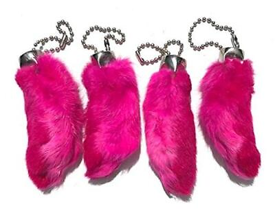 #ad Rabbit Rabbits Foot Keychain Pink 4 Pieces