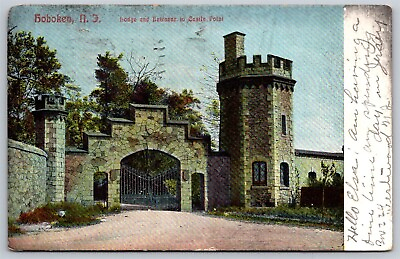 #ad Hoboken New Jersey UDB Postcard Hodge And Entrance To Castle Point 1907