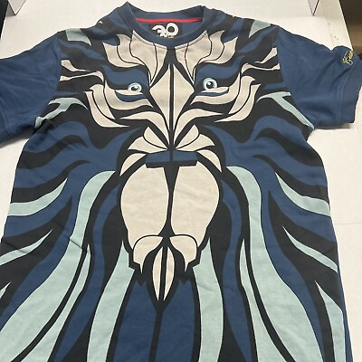 #ad Frost Originals Mens Blue Urban Tiger Graphic Printed Shirt XL Streetwear
