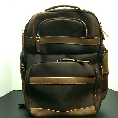 #ad Oakhide Genuine Leather Backpack For Men Vintage 15.6 Inch Laptop Bag Large USB