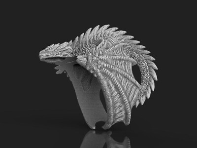 #ad 925 Sterling Silver Dragon Biker ring 3d model for 3d printing 3D print model
