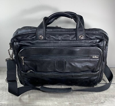 Hartmann Luggage Black Leather Shoulder Bag Briefcase Messenger School Laptop $149.59