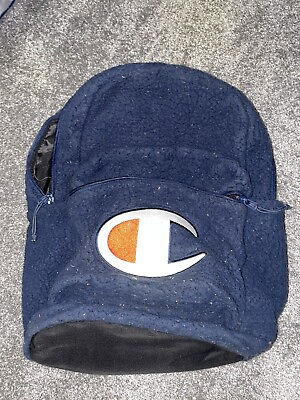 #ad Champion Sherpa Backpack Navy Blue Laptop Carrying Case Carry Retired Soft 17”