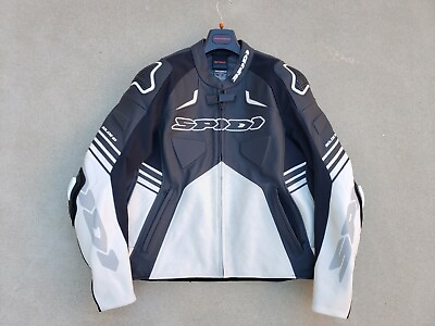 #ad SPIDI BOLIDE Leather Jacket Perforated Sz 56 EURO 46 US black white
