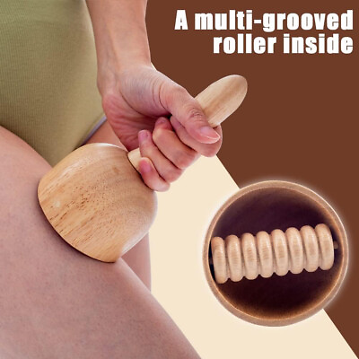 #ad 2PCS Handheld Massage Cup Wood Therapy Massager Body Lymphatic Drainage Tool NEW