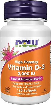 #ad Now Supplements Vitamin D 3 2000 IU 120 Softgels Free Shipping
