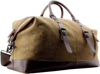 #ad Overnight Canvas Leather Travel Tote Duffel Shoulder Handbag Bag170