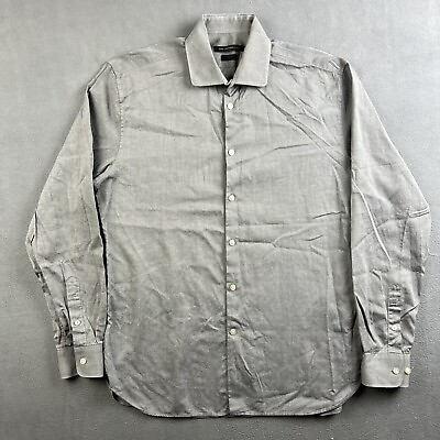 #ad John Varvatos Star USA Shirt Mens 16 34 35 Gray Luxe Button Up Designer Work