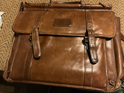#ad Vintage Crossbody Bag Leather Laptop Messenger Bag Briefcase Worn WILSON